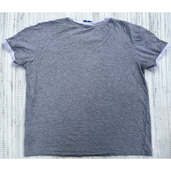 Adidas Shirt Medium Gray Trefoil 3 Striped Short Sleeve Y2K Retro Active Womens - Picture 5 of 10